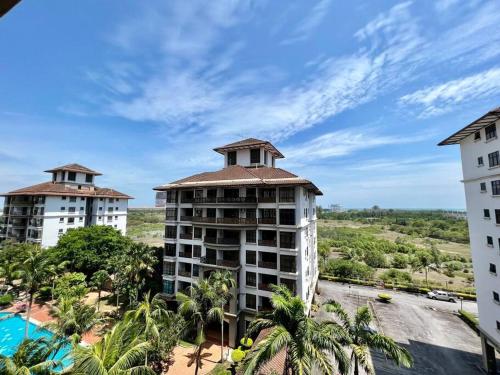 an aerial view of a resort with two buildings at Central Condo 2pax/1room/Wi-fi/frnt Mahkota Parade in Melaka