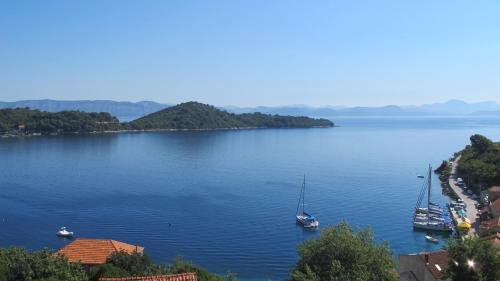 a view of a large lake with boats in it at Guest House Ruža in Sobra