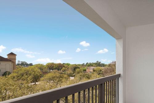 a view from the balcony of a house at Courtyard Jacksonville Butler Boulevard in Jacksonville