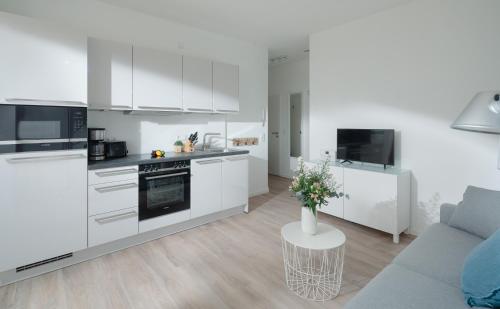 Η κουζίνα ή μικρή κουζίνα στο Strandloft Eins Norderney