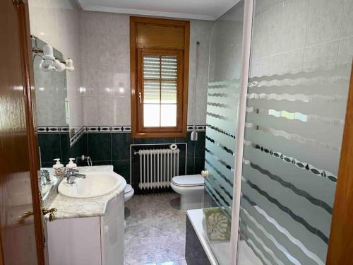 a bathroom with a sink and a toilet at Casa Rural Baza in Baza