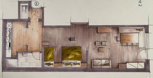 a drawing of a floor plan of a building at Haus Alpenglühen in Ehrwald
