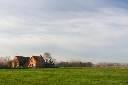 una casa in mezzo a un campo verde di Logie CountryHeart zonder ontbijt a Sint-Laureins