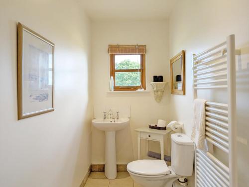 a bathroom with a toilet and a sink at The Cottage at Hale Hill Farm, Pulborough in Pulborough