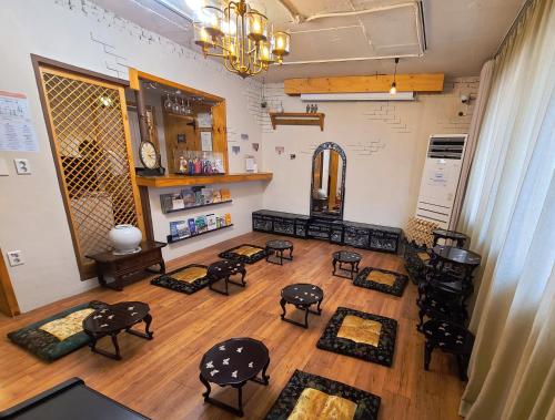 an overhead view of a room with mats on the floor at Batwo Stay - For foreigners only in Seoul