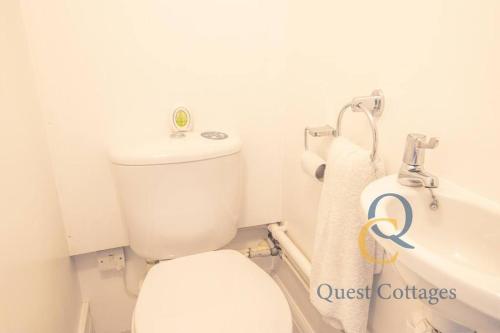 een badkamer met een toilet, een wastafel en een bad bij Pittlesden Cottage - Sleeps 4 - Tenterden in Tenterden