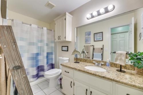 a bathroom with a sink and a toilet at Welcoming Edinburg Apartment - Pet Friendly! in Edinburg
