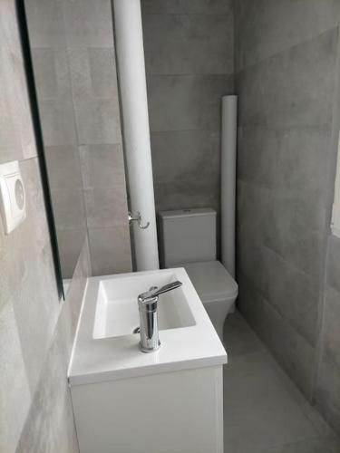 a bathroom with a sink and a toilet at Piso recién reformado con balcón in Haro