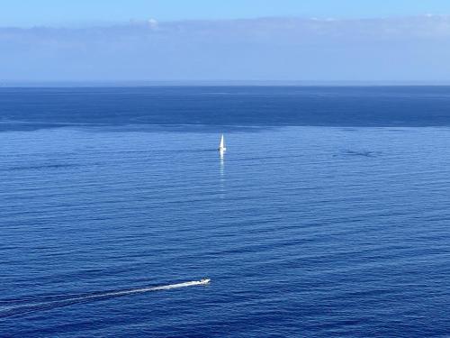 a sailboat in the middle of a large body of water at Casa Maria - Charme nel cuore del castello in Castelsardo