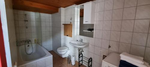 a bathroom with a sink and a toilet at Villa Theresa Apartments 
