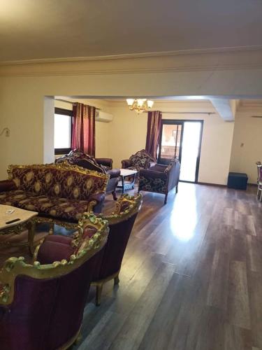 تحسين فرغلي في القاهرة: غرفة معيشة مع أريكة وكراسي وطاولة
