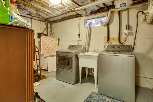 a kitchen with a sink and a washing machine at Lexington Apt Rental Near VA Military Institute! in Lexington