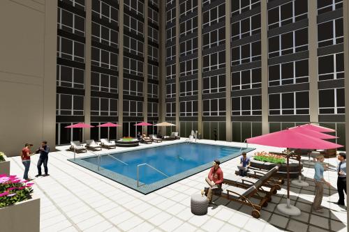 uma representação de uma piscina num edifício em Le Méridien Fort Worth Downtown em Fort Worth