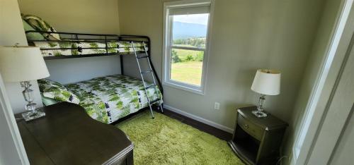 1 dormitorio con litera y ventana en Hunters Haven en Luray