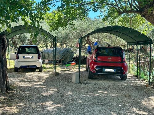 two cars parked under a tent in a field at Venezia in Abruzzo in Archi