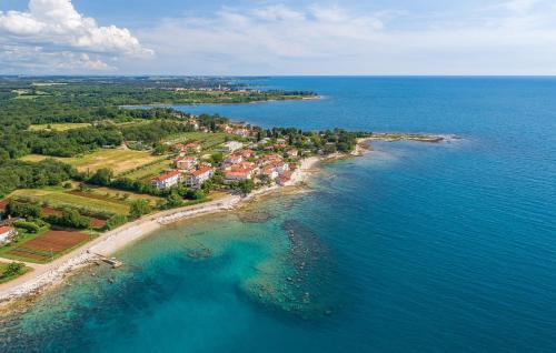 an aerial view of an island in the ocean at Apartments Valentina in Umag