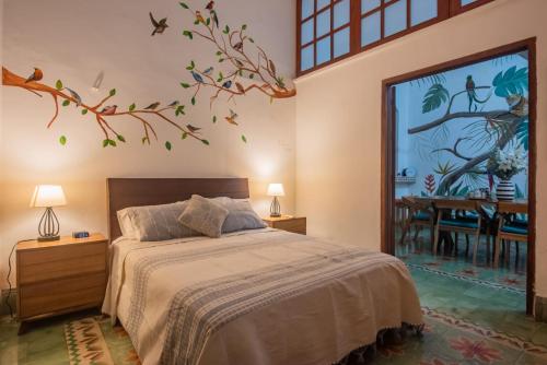 Katil atau katil-katil dalam bilik di La Casa del Jaguar