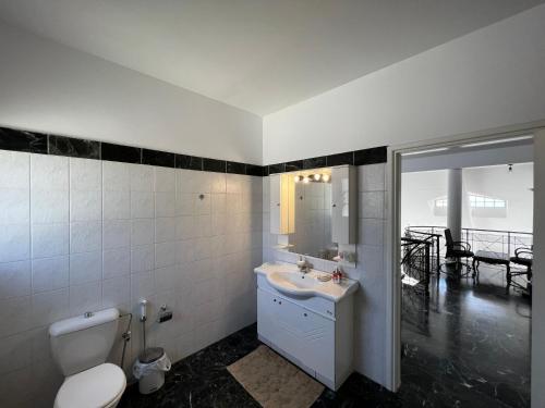 利馬索爾的住宿－Villa Sawa by Ezoria Villas，一间带水槽、卫生间和镜子的浴室