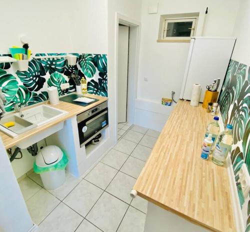 Kuchyň nebo kuchyňský kout v ubytování Moderne Wohnung in Vorstadtidylle zu Bayreuth