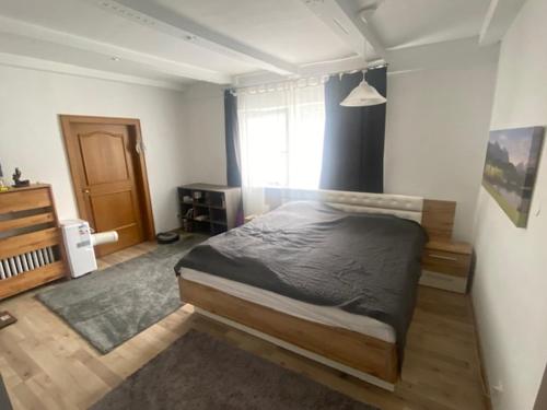 ein Schlafzimmer mit einem großen Bett in einem Zimmer in der Unterkunft Apartment Salve & Sonne in Hopfgarten im Brixental