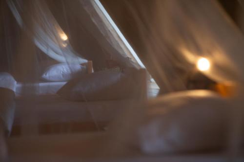 a blurry picture of a bed in a car at Women's Only Hostel - Female Only in Prague