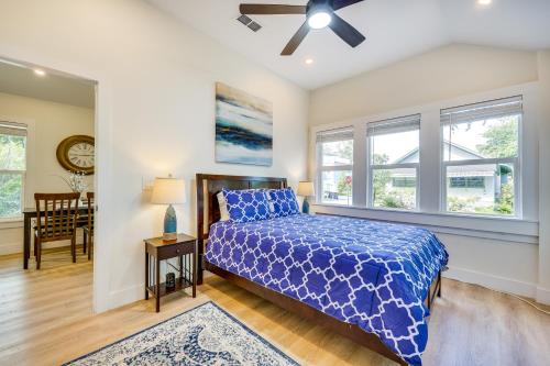 a bedroom with a bed and a ceiling fan at St Augustine Vacation Rental Close to Downtown! in St. Augustine