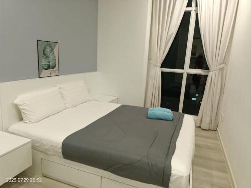 Кровать или кровати в номере City Town 2-6 Pax Beautiful View Cozy Condo, Jelutong, Georgetown, Centre Heart Of Penang Island, near Highway Komtar Gurney