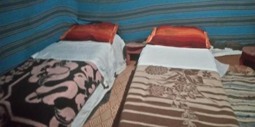 two beds sitting next to each other in a room at Gambi Camp in Hassilabied