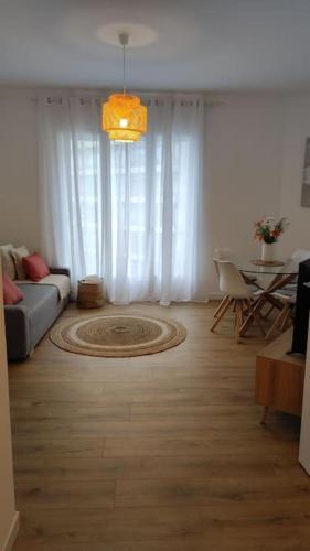 ein Wohnzimmer mit einem Sofa und einem Teppich auf dem Boden in der Unterkunft Appartement Perpignan in Perpignan