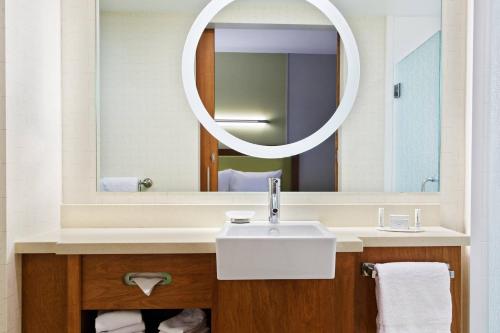 a bathroom with a sink and a mirror at SpringHill Suites by Marriott Pensacola in Pensacola