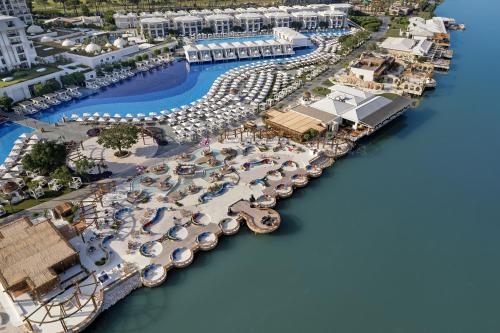 an aerial view of the marina at the resort at Titanic Deluxe Golf Belek in Belek