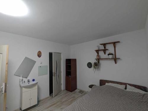 Ένα ή περισσότερα κρεβάτια σε δωμάτιο στο Garsoniera in apartament liber