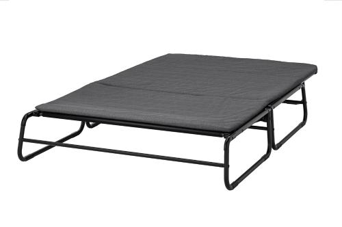 a coffee table with a black mattress on top at View of the Castle and the Sea 1 in Platamonas