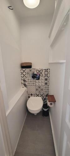 een kleine badkamer met een toilet en een wastafel bij Le petit Godron in Nancy