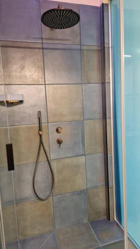 a shower with a shower head in a bathroom at Iris Apartments in Monopoli