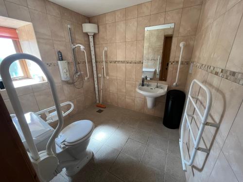 ein Badezimmer mit Toilette und Waschbecken in der Unterkunft The Corn Store in Porthtowan
