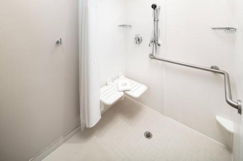 a bathroom with a shower with a toilet and a sink at SpringHill Suites by Marriott Midland Odessa in Midland