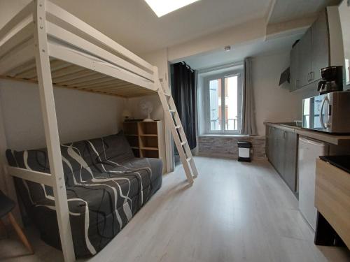 Uma ou mais camas em beliche em um quarto em Charmant Studio Centre de Foix (3e étage)