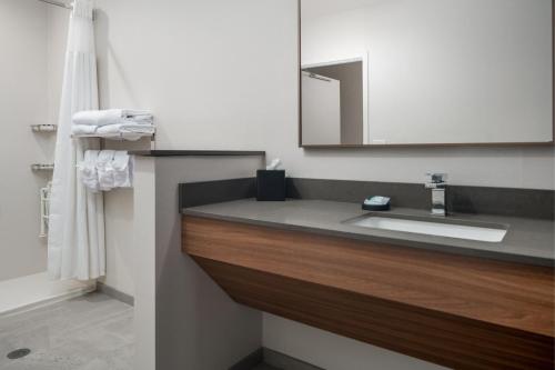 a bathroom with a sink and a mirror at Fairfield by Marriott Inn & Suites Albertville in Albertville