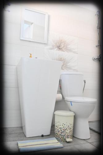 a bathroom with a toilet and a tub and a sink at Casa Fotografului Studio Marines in Constanţa