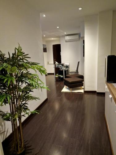 an office with a chair and a table and a plant at Sweetdreams Plaça Civica in Alghero