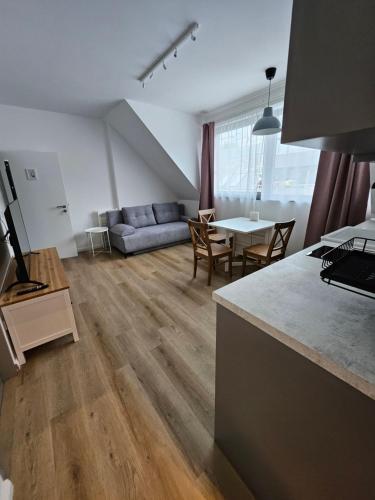 un soggiorno con divano e tavolo di Best Prater Apartments a Vienna