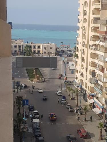 an aerial view of a parking lot in a city at شارع اسكندرية in Marsa Matruh