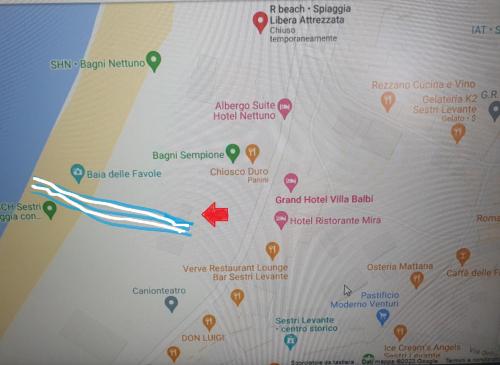 a map of the city of chicago with a plane at Sestri DeLuxe Penthouse All Included in Sestri Levante