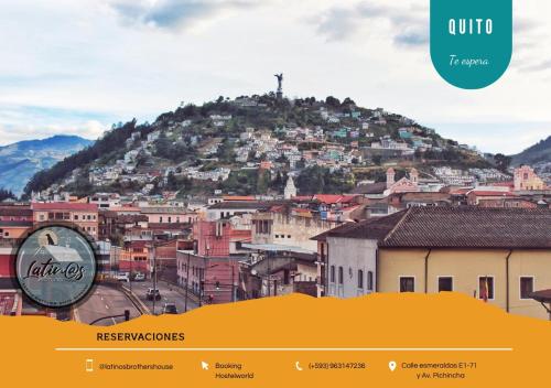 a view of a city with a hill at Latinos Brothers House in Quito