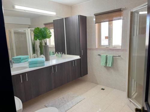 un baño con lavabo y espejo en BidaBreezes Villa Great Location, en Palm-Eagle Beach