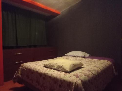 sypialnia z łóżkiem z 2 poduszkami w obiekcie Departamento amoblado amplio w mieście Huancayo