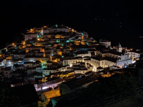 a view of a city at night at Casa alla Costa in Mormanno