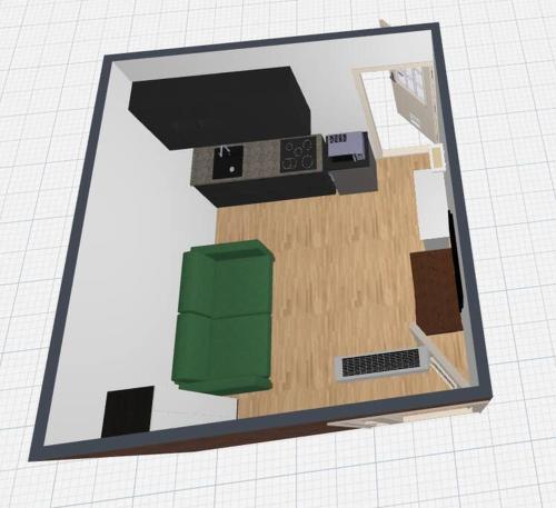 un disegno di una stanza con pavimento e alcune scatole di Casa Marco a Golfo Aranci