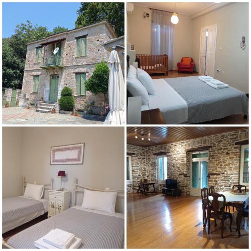 a collage of photos of a bedroom and a house at Marina Traditional Stonehouse in Afétai
